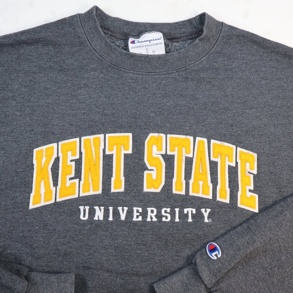 Champion Kent State University Sweatshirt Mens Large Gray Crewneck Pullover